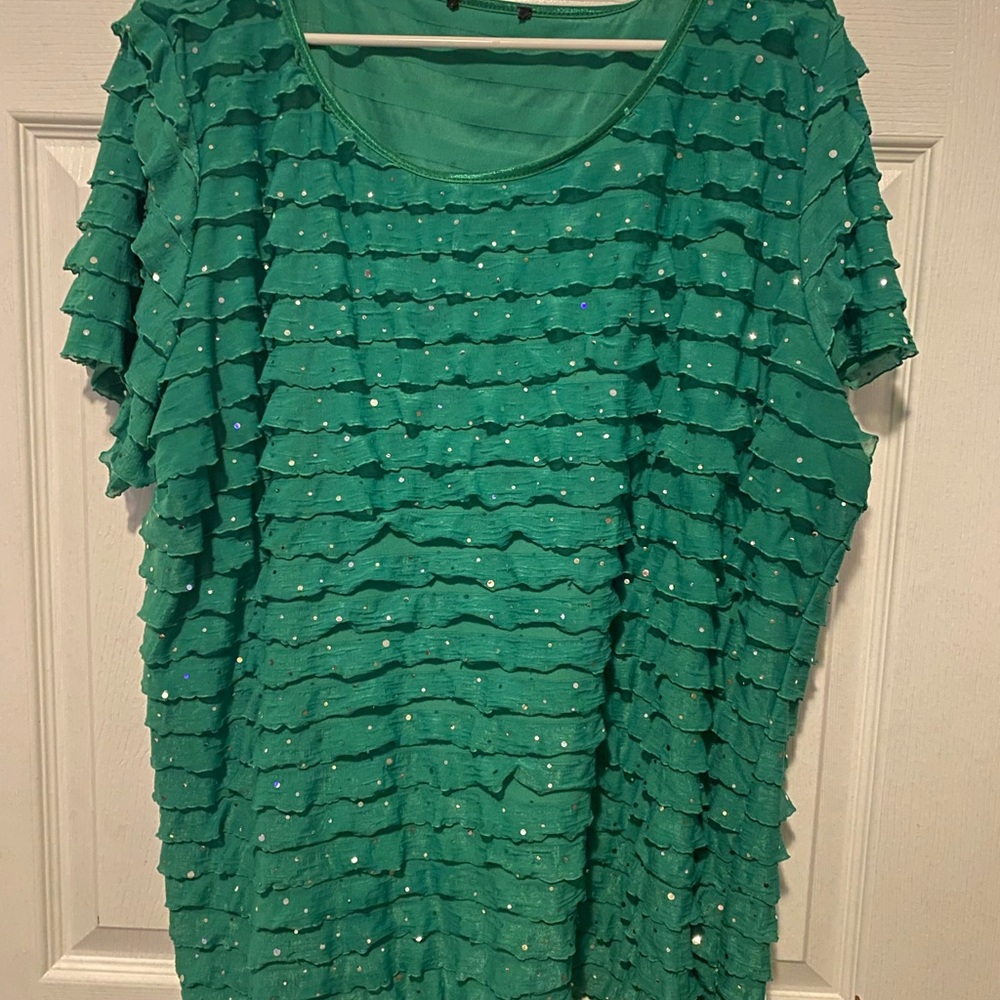 Green Ruffled Women's Top
